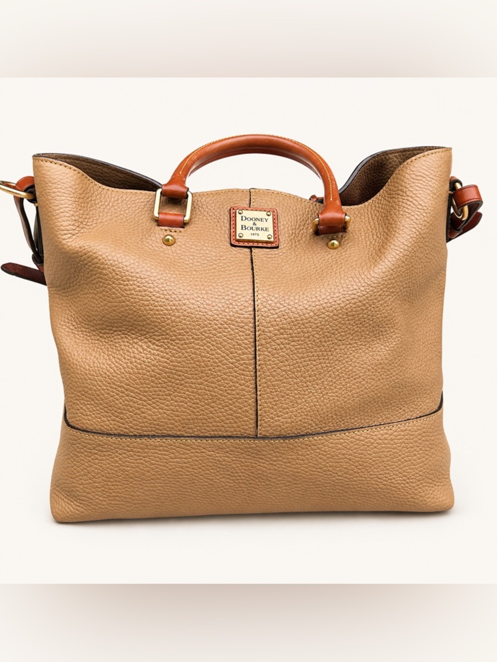 Dooney & Bourke Leather Satchel Tan Brown + Dust Bag Large